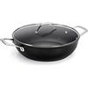 Barazzoni Tegame 2 manici con coperchio, ø28cm, Rivestimento 5 strati Titan Pro, Alluminio antiaderente, Made in Italy, Induzione+Gas, Linea Black Titan Pro