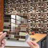 Hiseng 25 Pezzi Mosaico Adesivi per Piastrelle per Mobili e Pareti, Hiser Marmo Mattoni Stile Impermeabile Adesivo da Parete Autoadesive Rotoli Carta per Cucina Bagno Casa (ocra rossa,20x20cm)
