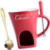 FytStycale Pentola per fonduta di cioccolato, set di pentole per fonduta, pentola per sciogliere, snack da cucina, dessert, cena, tazza per, Rosso