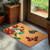 Brubaker Zerbino per Esterni e Interni - Farfalle con Fori - 45 x 75 cm - Tappeto in 100% Fibra di Cocco, Antisporco e Antisdrucciolo - Impermeabile - Ideale per Porta d'Ingresso - Marrone Colorato