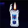 JXUFGYES Accendino intelligente a cherosene con fiamma morbida, quattro metodi di accensione, accendino riutilizzabile in stile meccanico in metallo, serbatoio del carburante trasparente, adatto for candele, c