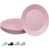 VIRSUS Set 6 Piatti Piani Colorati 958N, Diametro 23,5 cm, Infrangibili e Riutilizzabili, lavabili in lavastoviglie, 100% Riciclabili, Adatti per il microonde, BPA Free (Rosa)