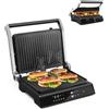 SOARS Tostapane 1800-2000 W 3 in 1, Macchina Elettrica Panini con 5 Modalità di Cottura, 200-230 °C, Angolo di Apertura 180°, Piastra Grill Rimovibile e Lavabile, Timer 0-4 Ore, Nero