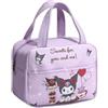 Roffatide Kuromi Borsa pranzo cartone animato per ragazzi ragazze impermeabile grande compartimento Tote pranzo contenitore accessori per picnic per il lavoro scolastico viaggio viola