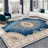Lovewang Tappeto Salotto Blu Bohemian Beige Tappeto Camera da Letto Antiscivolo Lavabile Tappeto Salotto Moderno Soffice Tappeto Soggiorno Zerbino Ingresso DecorazioneTappeti(60x90cm)