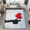 Generic Tappeti Grande Salotto Tendenza Cuore Street Art per Ufficio, Flanella Resistente Alle Macchie Tappeti con Supporto Antiscivolo 60 x 110 cm, Bianco Tappeto Lavabile in Lavatrice
