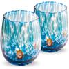Gocce di Murano 2 Bicchieri Acqua Lavorati Secondo la Tradizione degli Artigiani di Murano, Bicchiere Soffiato e Lavorato a Mano 300 ml - Bicchieri Acqua Vetro Arcobaleno Pioggia