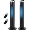 Aigostar Ventilatore a Torre Silenzioso con Telecomando e Timer 12H, 3 Modalità (Normale/Naturale/Sleep), 3 Velocità Regolabili, Oscillazione, LED Display, 28 dB, Portata Aria 1752m³/h, Nero *2