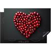 KitchenYeah© Protector Vitroceramica 76x51 cm Tapa para induccion Placa Encimera Cubre de Protectora Cocina Cerezas - Corazón - Rojo - Negro - Regalo de San Valentín