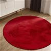 benuta Basic Tappeto salotto Furry - Rosso Rotondo 160 cm - Soffice salotto - Retro antiscivolo - Lavabile - Compatibile con riscaldamento pavimento