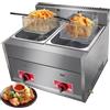 Generic Friggitrice Professionale A Gas, Friggitrice 6Lx2 con Doppio Serbatoio, da banco in Acciaio Inossidabile per Ristorante Familiare Patatine Fritte Commercial