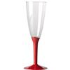 Dream' s Party 100 Flute in plastica con gambo ROSSO - Flutes rigidi monouso con Corpo trasparente - Calice da Spumante per feste - bicchieri da champagne - 100 pezzi - ideale per feste, laurea ecc.