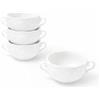 LEONARDO LUXURY HOME DESIGN Set 4 Tazze Consommé Porcellana Bianca 250 ml Doppio Manico Lavastoviglie Microonde Zuppa Minestra Antipasto Idea Regalo