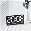 ZYWUOY Orologio da parete digitale con display a LED, sveglia regolabile a 3 livelli, doppio formato 12/24 ore, ora, data, visualizzazione settimana (bianco)