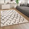 Paco Home Tappeto Pelo Alto Soffice Moderno Shaggy Stile Flokati Con Rombi Bianco Grigio, Dimensione:60x90 cm