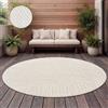 Paco Home Tappeto Per Esterni Resistente Alle Intemperie Tappeto Per Soggiorno Tappeto Per Cucina Balcone Boho Scandi Design Motiv Beige Crema, Dimensione:Ø 120 cm tondo
