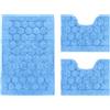 PARAMAISON Tris Bagno 3 Pezzi Soft, Coordinati Design Cerchi Morbido in Cotone Assorbente | Celeste