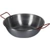 GREGORIOSTORE Padella in Ferro Spazzolato Fonda con Manici Rossi, Ideale per Preparazioni Etniche e Fritture Cucina al Salto e Wok, Compatibile con Fornelli a Gas o Legna (30 cm)