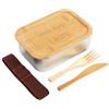 Ocadeau Scatola da pranzo in legno e acciaio con coperchio inciso - Scatola da pranzo con testo inciso e posate in legno - Scatola ermetica