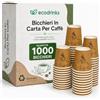 ecodrinks 1000 Bicchieri Caffe Carta Da 75ml - Set Bicchierini caffè Monouso per Bevande Calde/Fredde - Biodegradabili, Eco-friendly e Made in Italy, Marrone