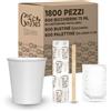 cubex professional Kit Caffè 1800 Pezzi Formato da 600 Bicchierini in Cartoncino riciclabili da 75 ml, 600 Bustine di Zucchero e 600 Palettine in Legno 9 cm