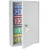 HMF Armadietto portachiavi in acciaio, Cassetta portachiavi con serratura per ufficio, amministrazione o parco veicoli | 64 ganci portachiavi | 45 x 30 x 8 cm | Grigio chiaro