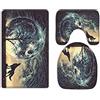 A.Monamour Set Tappeti Bagno 3 Pezzi Lupo Che Ruggisce Alla Stampa Creativa Del Modello Dell'Oceano Della Palla Rotonda Dell'Albero Antiscivolo Morbidi Assorbente Lavabile Tappetini per Il Bagno