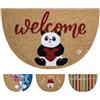 Olivo Tappeti OLIVO.shop FANTASY 13 - Zerbino cocco colorato a mezzaluna, Zerbino Ingresso Esterno in Cocco, Tappetino Antiscivolo Colorato 40x65 cm Mezzaluna (PANDA)