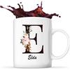 Planetee Tazza Elda con lettera fiorita per un'idea regalo originale. Tazza de 325 ml ideale per caffè e tè
