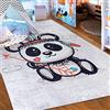 Mazovia Tappeto Salotto - Tapeto Stampato Pelo Corto - Morbido Tappeto Camera da Letto - Antiscivolo Tapeto EMMA - Tappeto Bambini Motivo Panda - Grigio 120x170cm