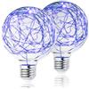 ABLIN Lampadina a LED, Confezione da 2 lampadine Edison vintage, E27 220V 3W LED Lampadine decorative Filo di rame Lampadina fuochi d'artificio Lampadina stellata retrò per la festa (B Blu)