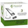 Pianeta Led PROFILO IN ALLUMINIO LP1030 IN BARRE DA 2 METRI PER DOPPIA STRISCIA A LED CON COVER OPACA O TRASPARENTE TAPPI E GANCI DI MONTAGGIO INCLUSI (3 BARRE DA 2 MT (6MT), COVER OPACA)