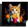 KitchenYeah© Copri Piano Cottura Induzione Coprifornelli Fornello Proteggi | 58x51 cm - Tutto per la Cucina Fornelli Gatto - Cibo - Patatine - Graffiti - Astratto