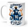 D&Vlab Tazza Mug in Ceramica Per Colazione con Stampa Personalizzata ''DI PADRE IN FIGLIO'' Personalizzato con Nome per papà Tifosi Calcio Squadre Ultras Nero Azzurri Interisti