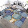 makeups1 Tappeti per Camera da Letto Soggiorno Corridoio, Cuciture geometriche blu gialle， Antiscivolo Lavabile Tappetini Pelo Corto Grandi, 140 x 150 cm