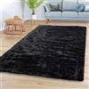 YUANWAN Tappeto a Pelo Lungo 140 x 110 cm Morbido Antiscivolo Facile Pulizia Morbido Tappeto Antiscivolo Tappeto Pelo Lungo Shaggy per Soggiorno, Corridoio, Camera da Letto, Nero