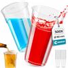 Commerline Bicchieri in plastica trasparente, 0,4 l, 500 pezzi, in plastica, per feste, in polipropilene (PP), bicchieri per acqua, bicchieri per acqua