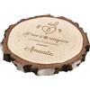 Maverton Dischetto di Legno - Personalizzazione ad Incisione Laser - diametro 16-22 cm - spessore 1,5-2,5 cm - in Legno Grezzo di Betulla - con Corteccia - per Lei - Amore
