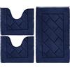 Saniplast Megane set 3 pezzi tappeto bagno a tinta unita con decoro geometrico - colore dark denim