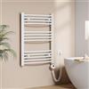 EMKE Scaldasalviette Elettrico per Bagno 75 x 60 cm, Radiatore Curvato con WIFI Termostato, Scaldasalviette Elettrico, Supporto Porta-Asciugamani, Bianco, 300 Watt