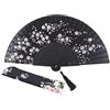DRJUSS Affascinante ed elegante donna moderna fatta a mano in seta da 8,27 pollici (21 cm) ventaglio tascabile pieghevole, pieghevole trasparente-nero