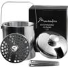 Montafox Secchiello Ghiaccio 1,3 L Acciaio Inox Doppia Parete Isolante Inclusa Coperchio e Pinze Porta Ghiaccio Cestello Portaghiaccio per Bar Casa