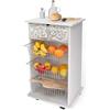Lupia - Carrello Cucina Multifunzione Bianco WHITE ALBERO ABBRACCIO, Portafrutta Ruote Piroettanti, Piano di Appoggio, tre Cestelli Estraibili in Acciaio, Legno 40X45H85 cm montato