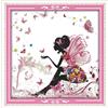 WOWDECOR - Kit per ricamo a punto croce, motivo: fiori, fata elfi, farfalla, 11 ct, con timbratura fai da te DMC, per principianti