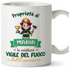 Mugffins Tazza Personalizzata in ceramica per VIGILE DEL FUOCO donna 11 oz / 350 ml - In italiano - Proprietà di - Idea regalo per compleanno, anniversario, natale, laurea