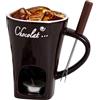 yakermur Tazza in ceramica per fonduta di cioccolato - Burro fondente con forchetta, scaldavivande per formaggio, set di candele o candele per formaggio