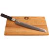 Palatina Werkstatt Kai Wasabi Black Offerta Set | Coltello da pane Wasabi, lama da 23 cm con bordo seghettato + tavola in legno di botte fatta a mano 30x18 cm