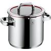WMF Function 4 Pentola per zuppa di verdure a induzione, 20 cm, coperchio in vetro, pentola grande 5,3 l, acciaio inox Cromargan lucido, 4 funzioni di versamento, scala interna, rosso