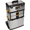 Perel Carrello portautensili, 3 pezzi, impilabile, RVS, con manico telescopico, ruote, chiusure in plastica, 570 x 354 x 830 mm