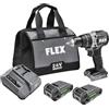 FLEX FX1251-2A - Kit trapano a martello a 2 velocità wireless brushless da 1/2, 750 In-Lbs con (2) batterie al litio da 2,5 Ah e caricabatterie rapido da 160 W